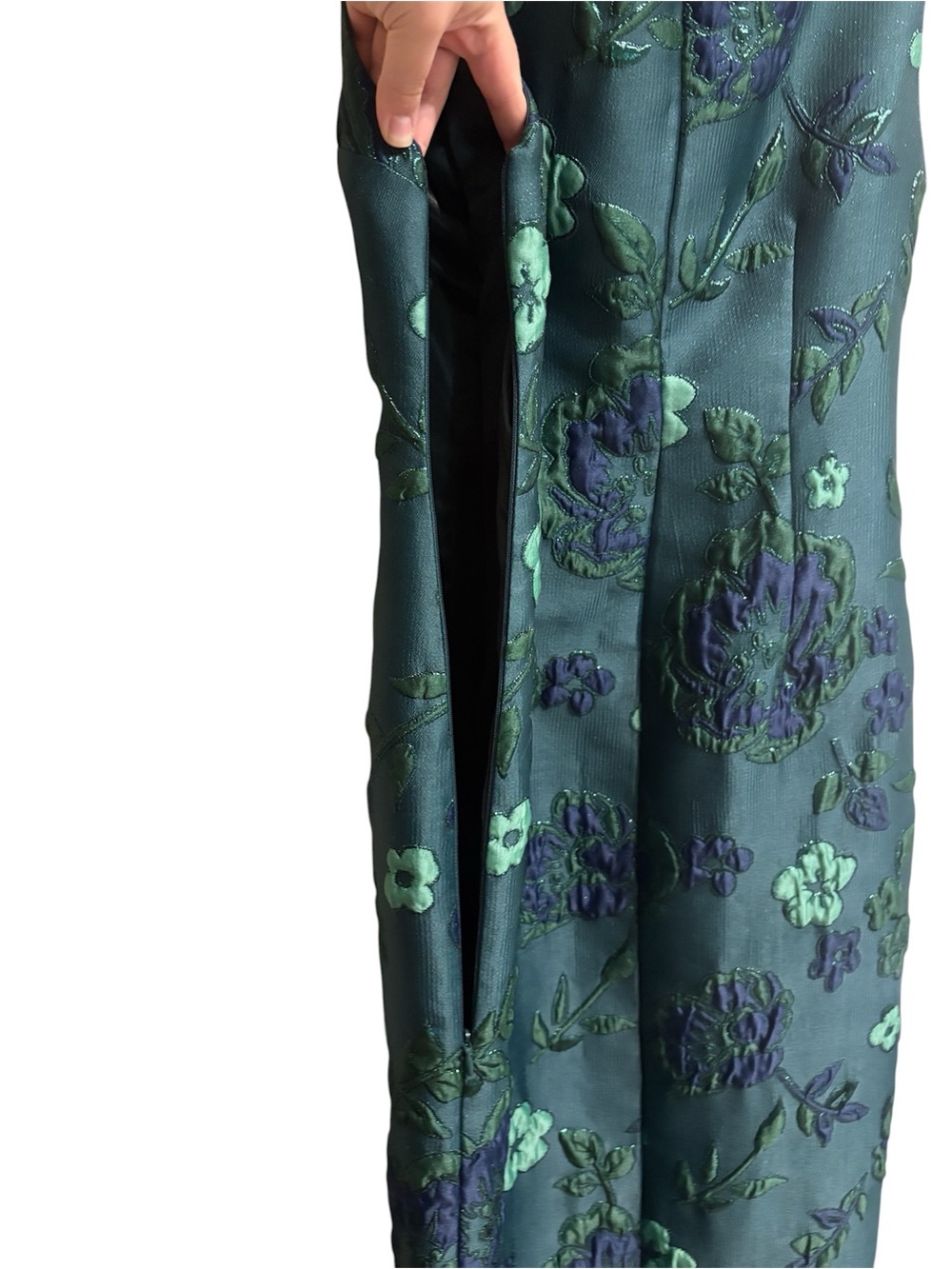 Arianne Elmy Easy Dress Monochrome Dark Green Floral Jacquard Midi Maxi NWT Sz 2 - Picture 13 of 14
